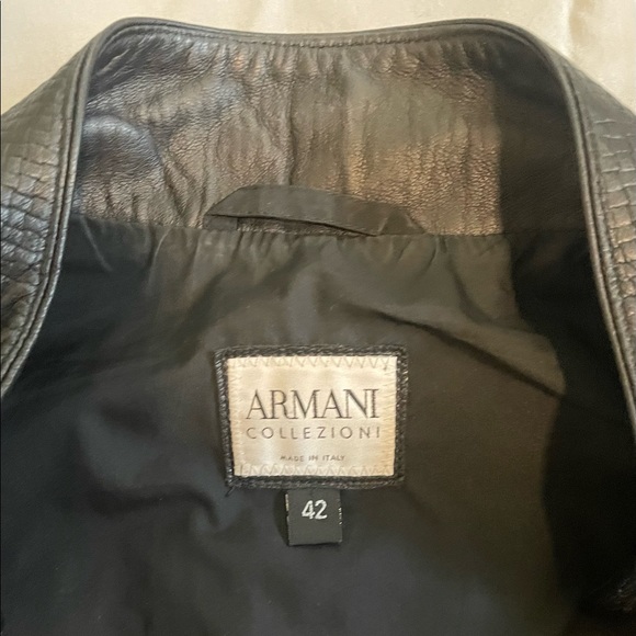 ARMANI (Collezioni) Black Leather Jacket (USA: 42) - Picture 2 of 4